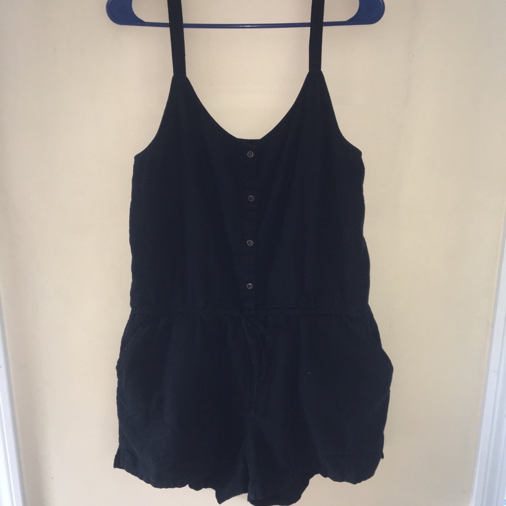 Black front tie romper